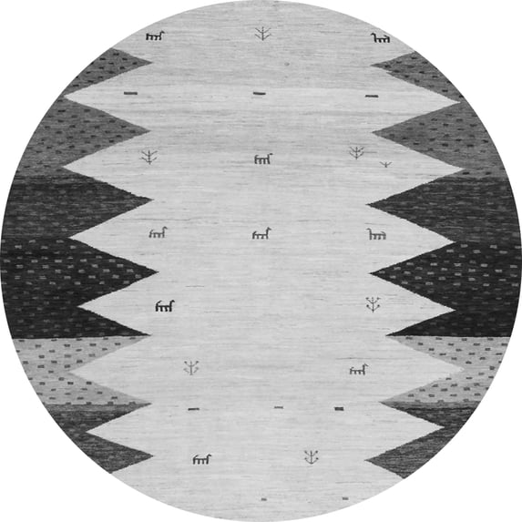 Ahgly Company Indoor Round Abstract Gray Contemporary Area Rugs, 3' Round