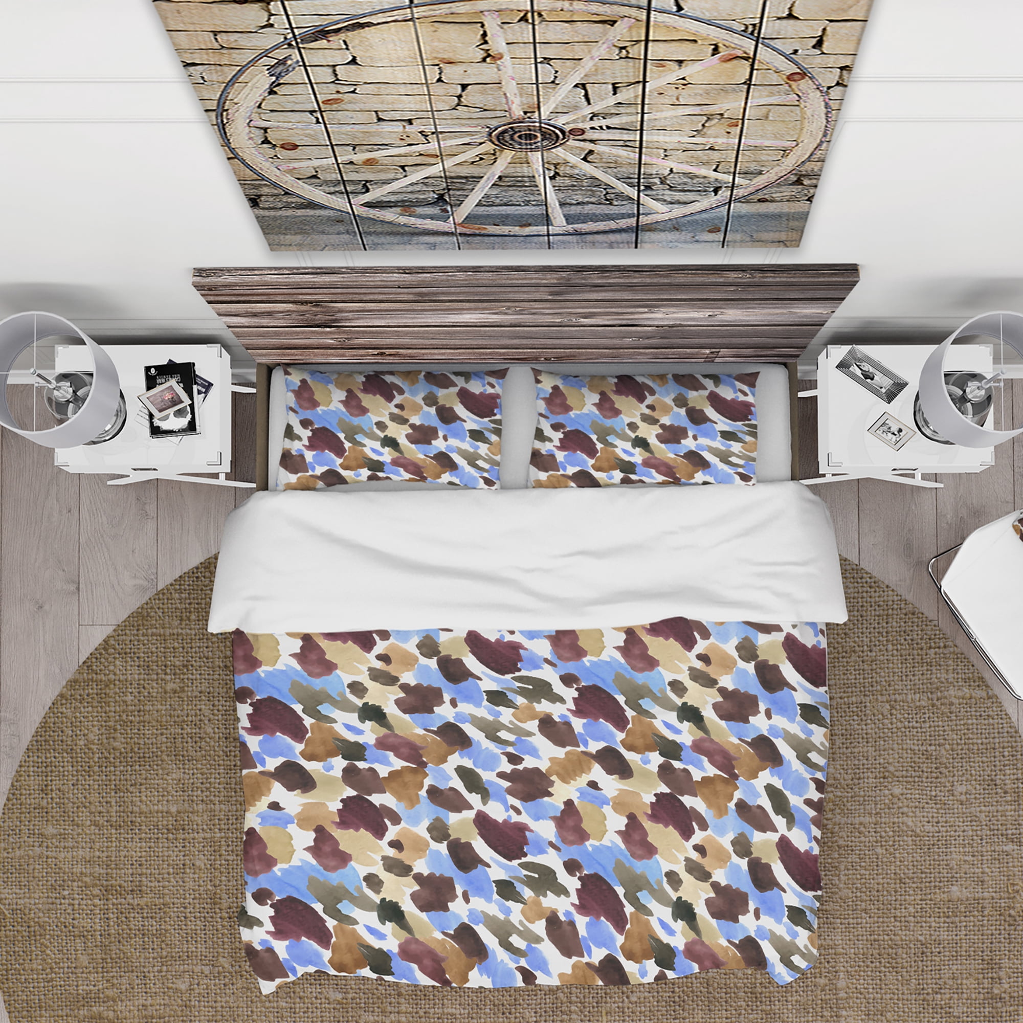 Designart 'Burgundy, Blue and Brown Leopard' Modern & Contemporary Duvet Cover Set
