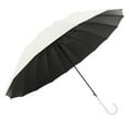 thumbnail image 1 of Leather curved handle 16-bone long-handled umbrella, made of percussion cloth, fiber and iron - white, 1 of 5