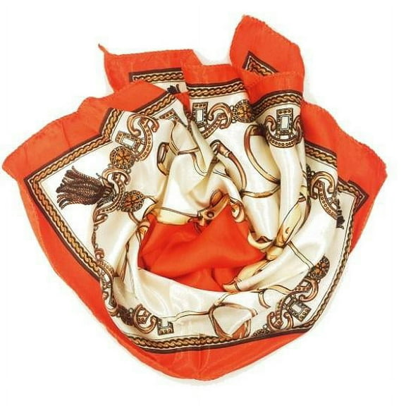 Women Elegant Red Gold Tassel Scarf