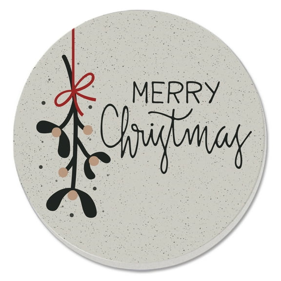 Thirstystone "Mistletoe Christmas" Single Round Stone Coaster
