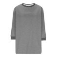 thumbnail image 7 of Ashirexll Womens Summer Tops, Tops for Women Trendy, Fashion Solid Color 3/4 Sleeve Blouse Round Neck Casual Top, 7 of 7