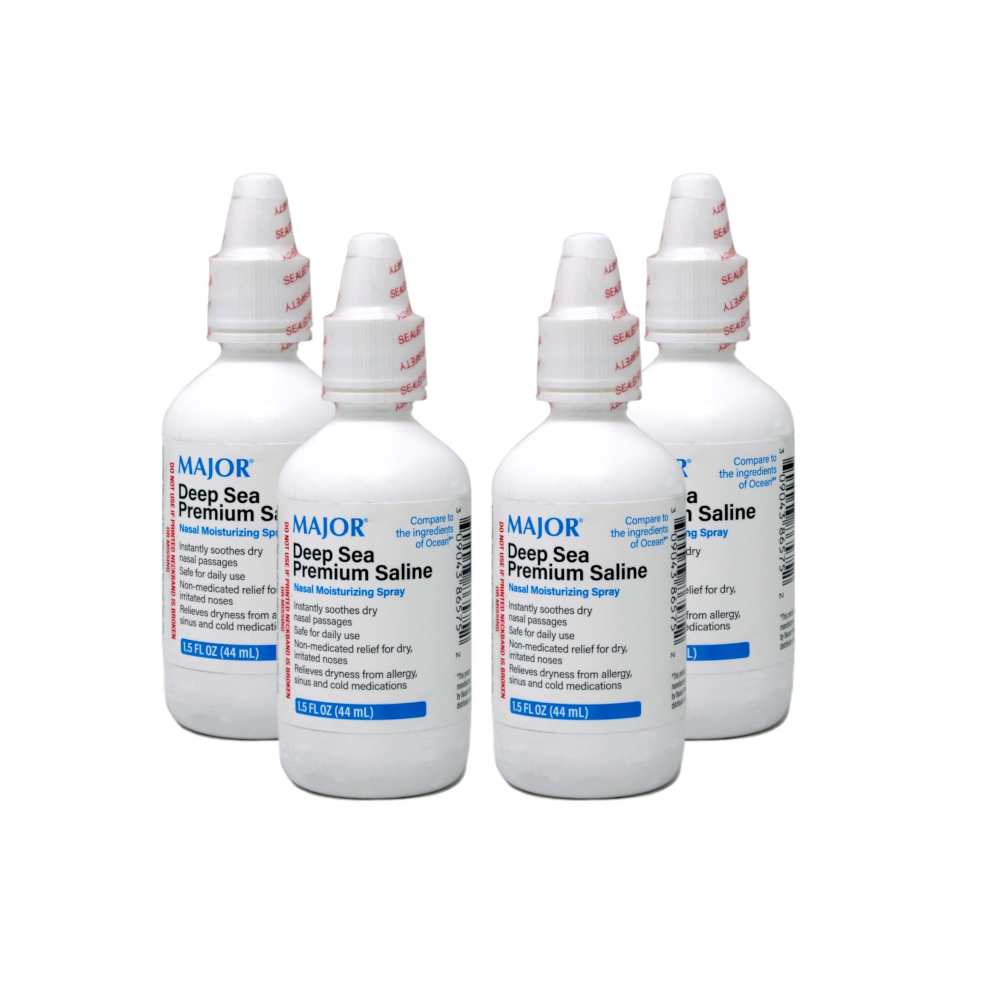 Major Pharmaceuticals Deep Sea Saline Nasal Moisturize Spray, 1.5oz, 4-Pack