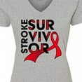 thumbnail image 4 of Inktastic Stroke Survivor- Red Ribbon Awareness Women's V-Neck T-Shirt, 4 of 5