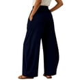 thumbnail image 4 of IYYVV Womens Balloon Pants Wide Leg Barrel Pants Baggy Trousers Elastic Waist Casual Lounge Travel Pants with Pockets Navy XL, 4 of 6