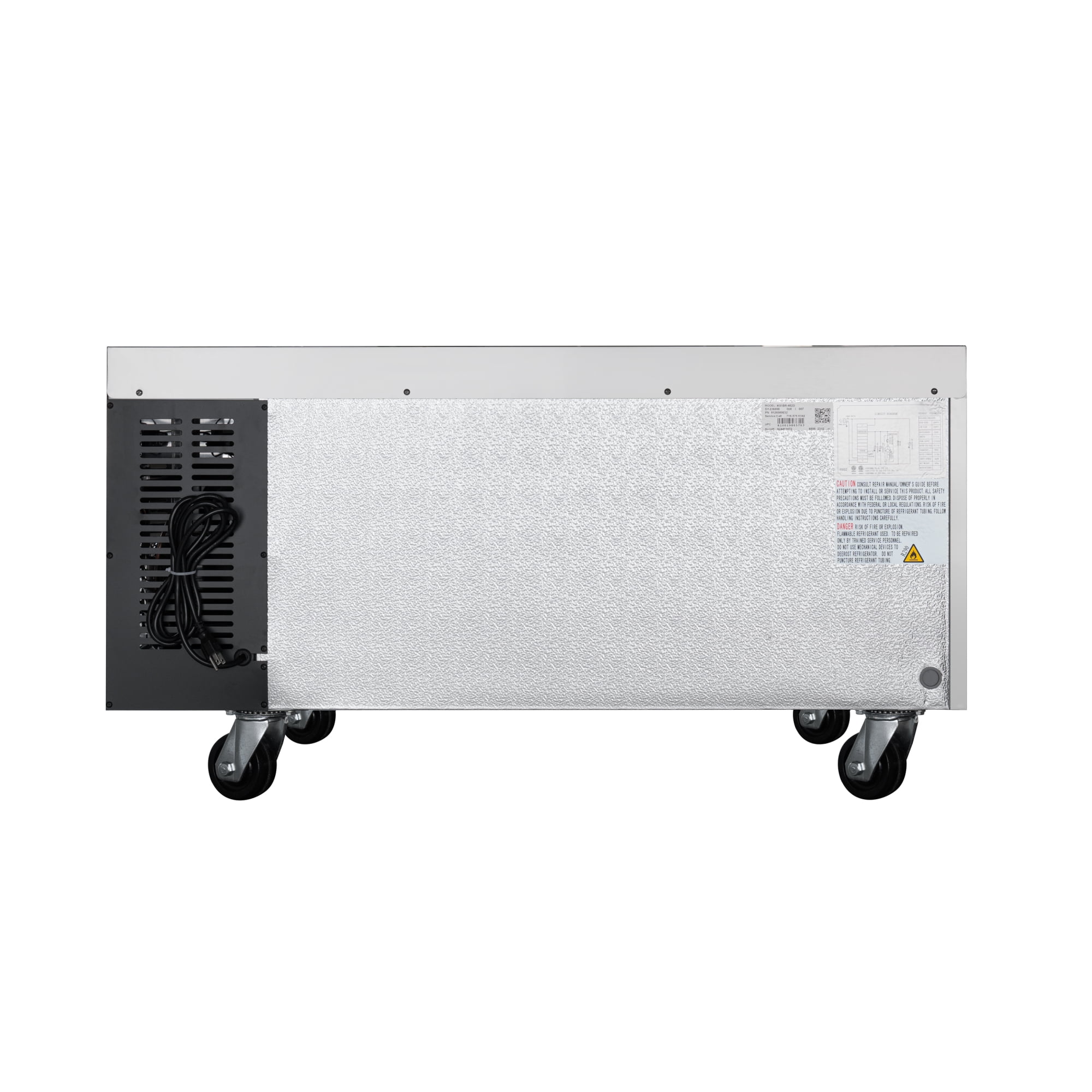 48 in. Commercial Chef Base Refrigerator Storage Cabinet for Cold Foods, Fresh Ingredients, and Condiments, Refrigerated Pull-Out Drawers, Rolling Caster Wheels, ETL Listed (KM-BR-482D)