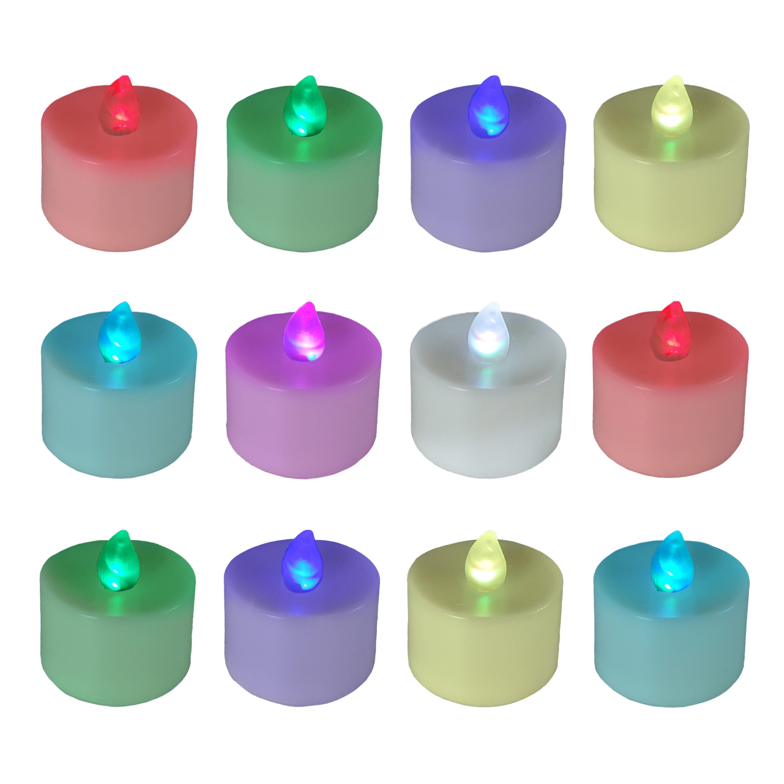 Cusco mærkelig Logisk Battery Operated Tea Light Candles - Set of 12 (Multicolor) - Walmart.com