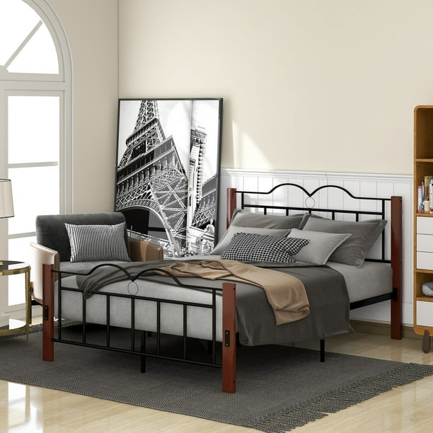 Euroco Full Metal Platform Bed With, Euroco Metal Twin Size Platform Bed With Headboard And Footboard