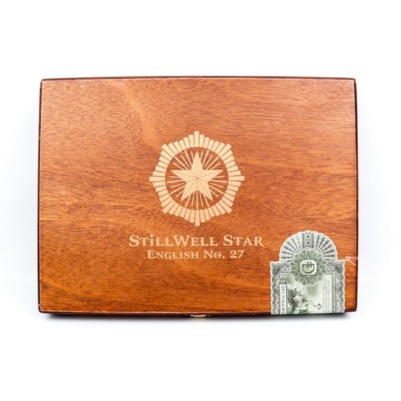 StillWell Star English No. 27 Empty Wood Cigar Box 11.5" x 8.5" x 1.5"