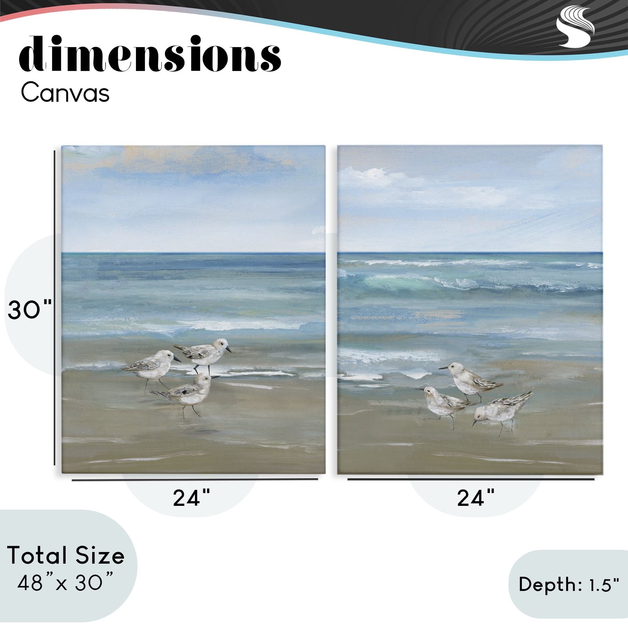 Stupell Industries Seaside Sanderlings at Dawn 2 Piece Canvas Wall Art Set, design by Nan