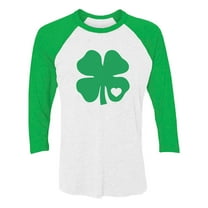 Tstars Womens Irish Green Clover Heart Gift for St Patricks Day Beautiful Shirts Gift for Her Irish Shirt Pride Proud Irish 3-4 Women Sleeve Baseball Jersey Shirt