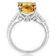 thumbnail image 4 of Gem Stone King 3.87 Cttw Yellow Citrine and White Created Sapphire Ring for Women | 925 Sterling Silver | Cushion 10MM | Gemstone Birthstone | Wedding Engagement Anniversary Promise Ring| Size 8, 4 of 7