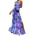 thumbnail image 1 of Txlixc, vestido largo sin mangas de verano para mujer, vestido de chifón con hombro oblicuo estampado a la moda, vestido de vacaciones de playa con abertura alta Txlixc  Moda, 1 of 9