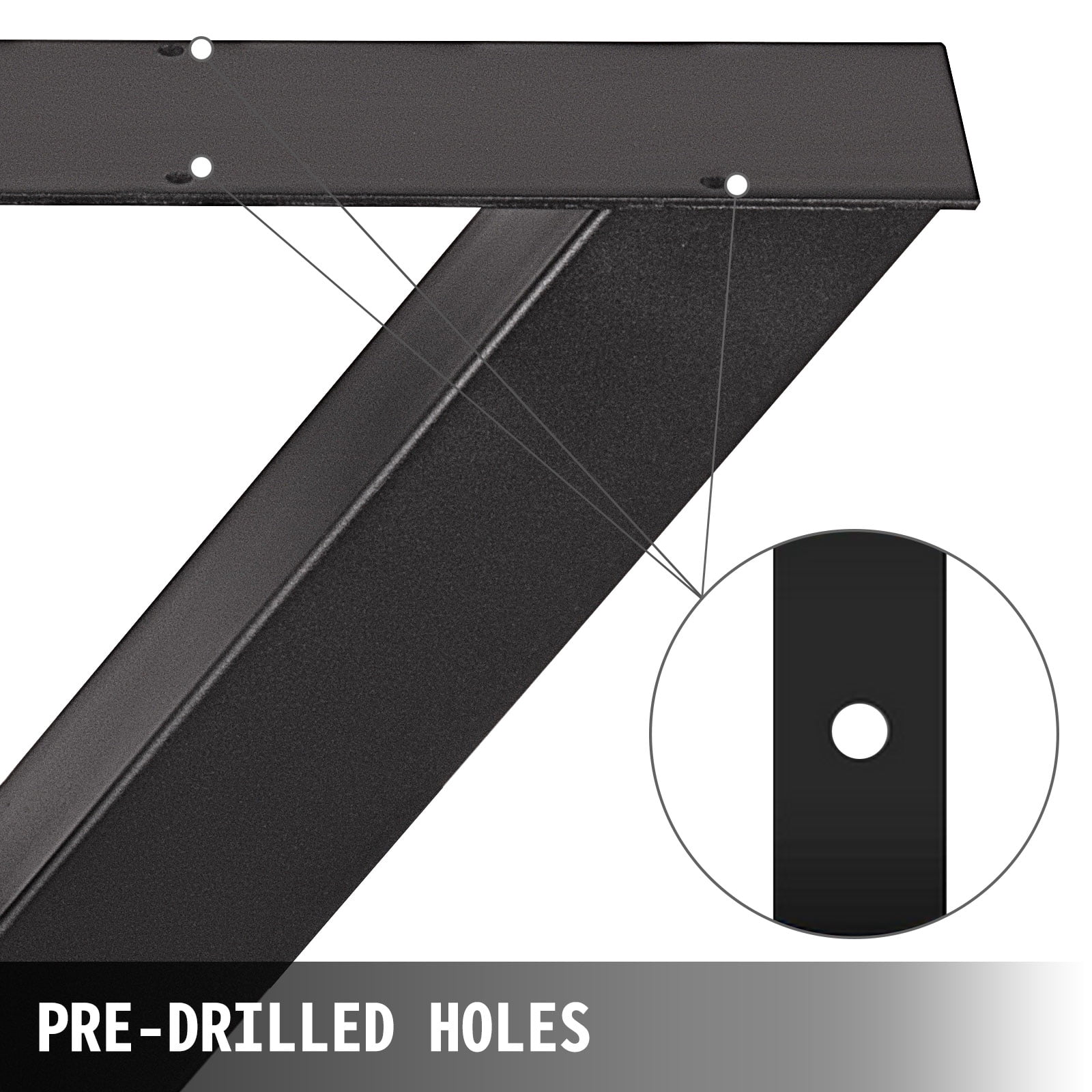 VEVOR Set of 2 Steel Table Legs, 28"Height 30"Wide Dining Table Legs, Heavy Duty 3.1" Square Box Section X Frame Table Legs,28x30x3.1 inch Black Color Industrial Country Style Metal Dining Legs