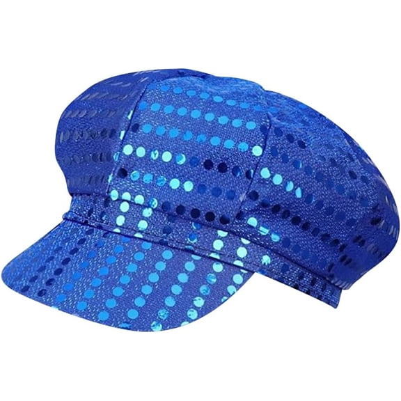 CoCoMangos Glitter Sequin Hat Womens Bling Cap 70s Party Hats Retro Dance Hat Stage Performance Cap 1970s Costume Accessory Hot Pink