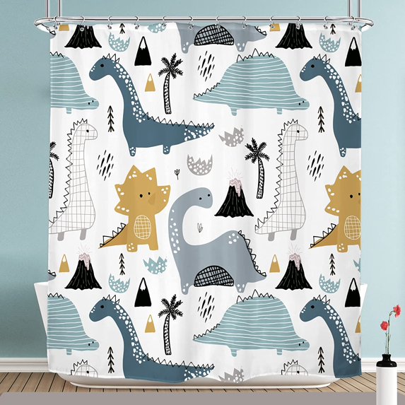 SPXUBZ Cartoon Dinosaur Shower Curtain Boys Cute Kids Funny Animal Graffiti Dino Multi Color Children Fabric Waterproof Home Bed Bathtub Decor 72x72 inches