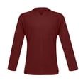 thumbnail image 5 of Men's Casual Solid Color V-Neck Gentleman's Business Long Sleeve T-Shirt Wine 2X, 5 of 5