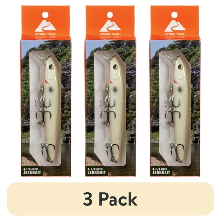 (3 pack) Ozark Trail 4 1/4 Minnow Lure- Bone