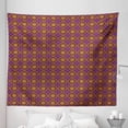 thumbnail image 1 of Abstract Tapestry, Repeated Pattern Illustration of Tribal Design Circular Motifs, Fabric Wall Hanging Decor for Bedroom Living Room Dorm, 5 Sizes, Dark Yellow Quartz and Purple, by Ambesonne, 1 of 1
