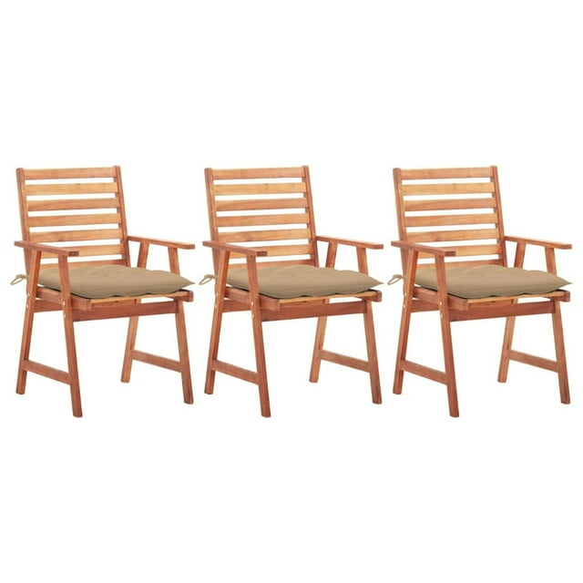Sillas de comedor para exteriores Casafoyer, juego de 3 piezas con cojines, madera de acacia