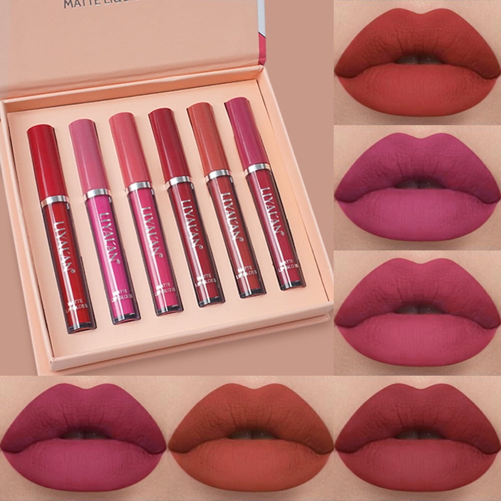 Liyal'an 6 Colors Matte Lipstick Gift Set Lipstick Kit Waterproof Makeup Long-lasting Velvet Sexy Lipgloss