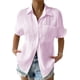 thumbnail image 3 of Blusa de manga corta con bolsillo de solapa informal para mujer, camisa de verano de Color sólido, 3 of 5