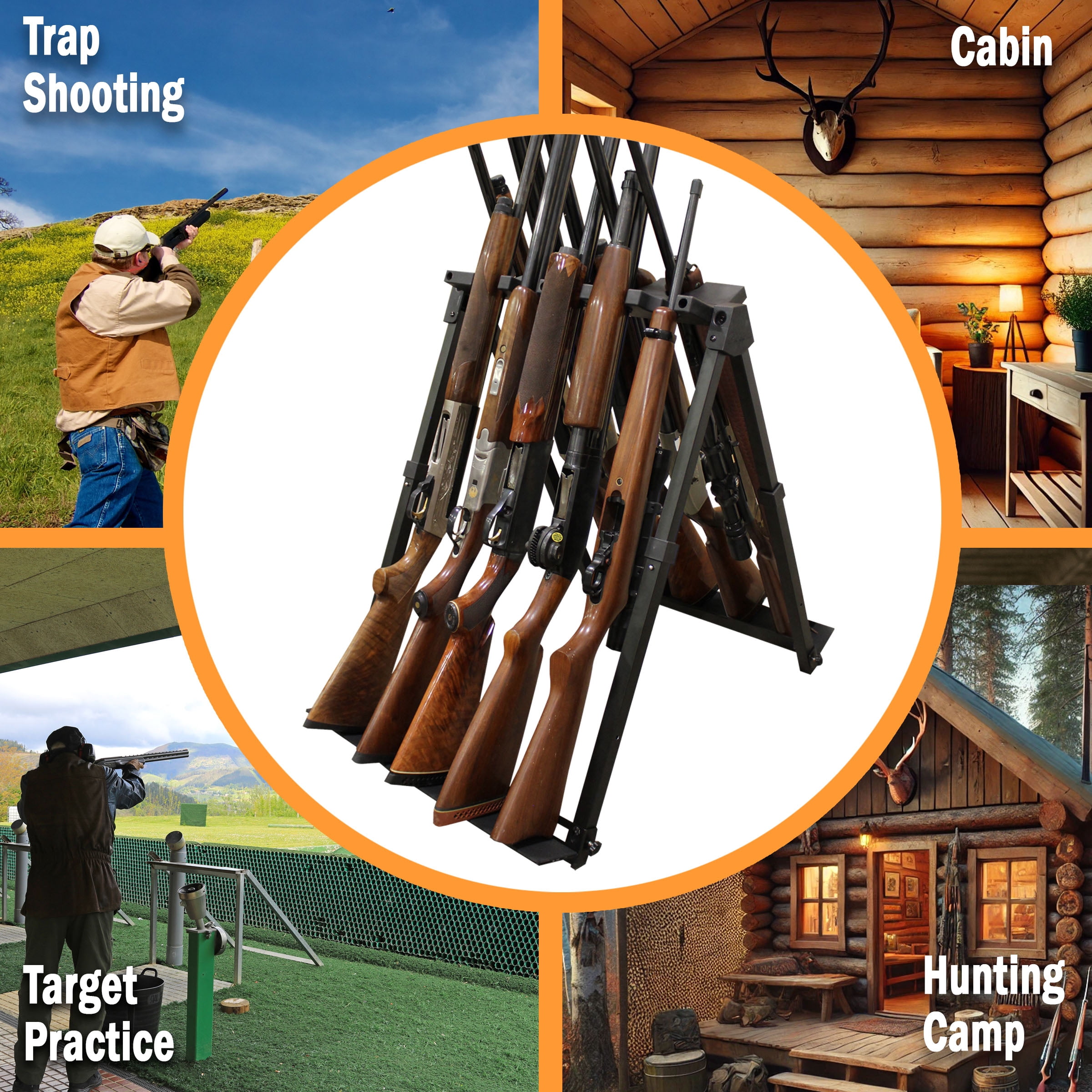 Rush Creek Creations Aluminum 10 Gun Stand Fold & Go with Carry Bag