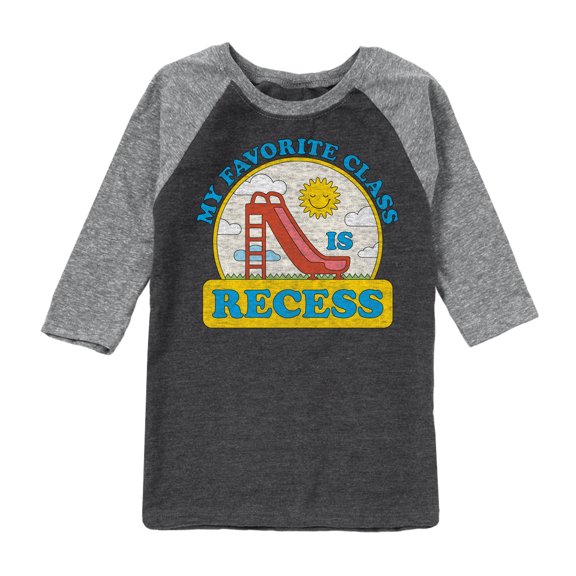 Instant Message - My Favorite Class Is Recess - Toddler & Youth Raglan Graphic T-Shirt