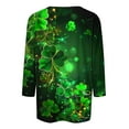 thumbnail image 4 of Viikei Fall Fashion Plus Size Tops Clearance under $5,Women's Printed Casual Round Neck Pullover Three-quarters Sleeve T-shirt Green XXL, 4 of 5
