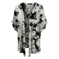 thumbnail image 2 of Made by Johnny Women's Kimono Style Loose fit Short Sleeve Dolman Tie Dye Cardigan XXL WHITE_BLACK, 2 of 4
