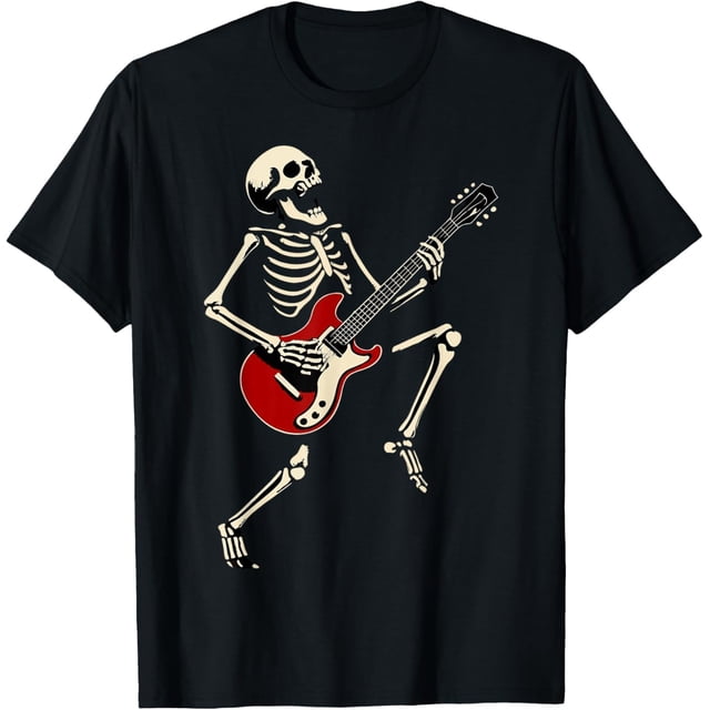 Camiseta de esqueleto para tocar guitarra, música, regalos para hombres y mujeres