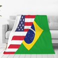 thumbnail image 1 of Manta de microfibra ultra suave con bandera brasileña y estadounidense, manta de microfibra para todas las estaciones, manta cálida para cama, silla, sofá, sala de estar, cuna de 40 x 30 pulgadas, 1 of 7