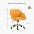 thumbnail image 2 of Velvet Home Office Desk Chair with Gold Wheels, Cute Vanity Chair, Modern Swivel Desk Chair with Back, Upholstered Tufted Computer Task Chair, Height Adjustable Makeup Chair, Mustard, 2 of 14
