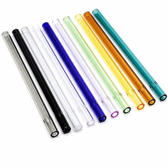 Florvian Straight Colored Heat Resistant Glass Straw Reusable