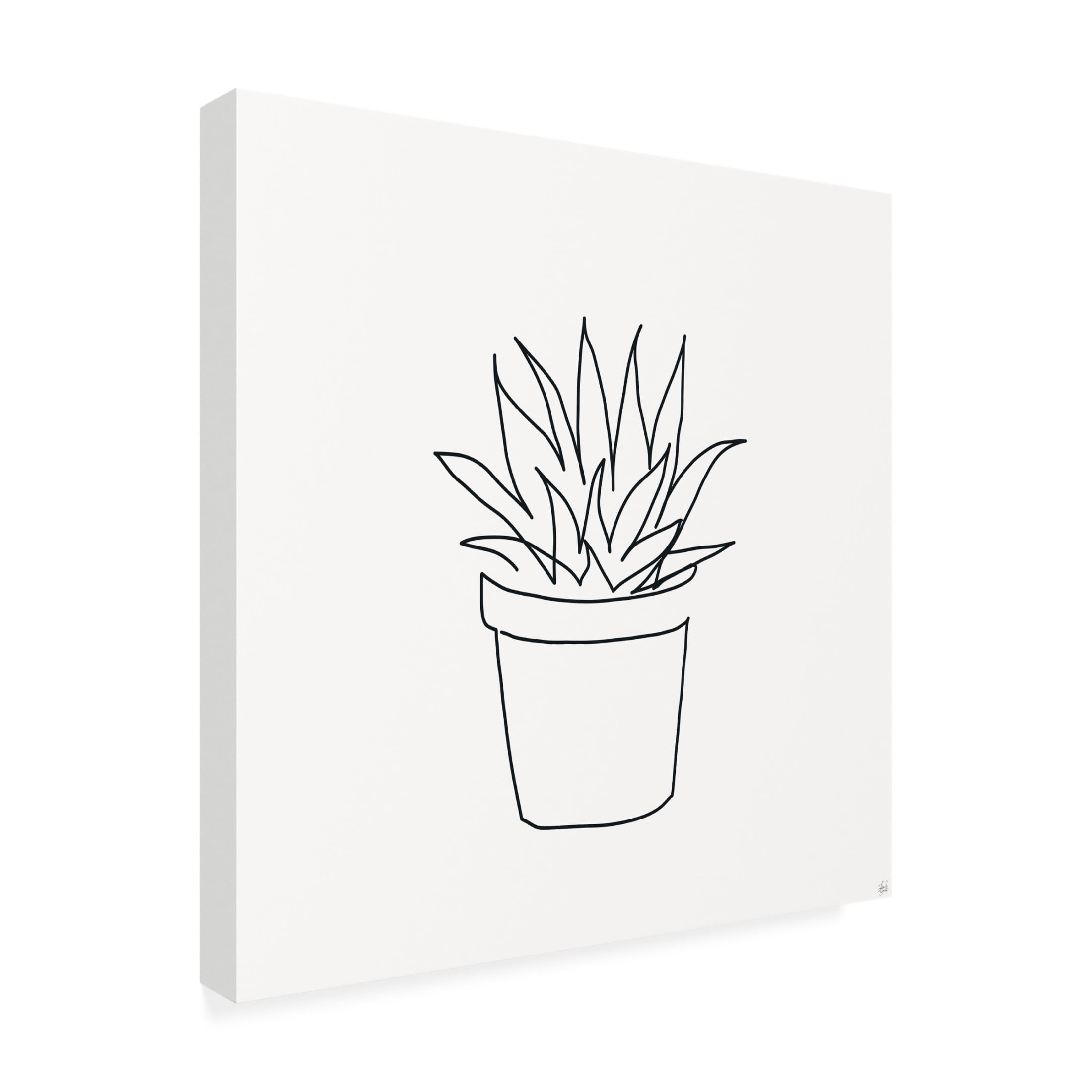 Canvas Wall Art - Line and Brush 'Line Succulent 2' Wall Art for Living Room, Bedroom, or Office Décor by Trademark Fine Art - 18 x 18 Inches