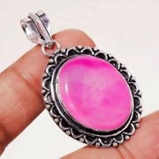 Pink Geode Agate Gemstone Handmade Fashion Ethnic Pendant Jewelry 2.1" SA 845