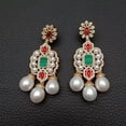 thumbnail image 2 of K-KED Cultured White Pearl Cz Pave Gold Plated Fashion Stud Earring Statement Earring, 2 of 6