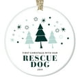 thumbnail image 1 of Rescue Dog First Christmas 2019 Ornament Pet Owner Gift Idea New Family Puppy Lover Canine Mans Best Friend Adoption Holiday Animal Breeder Present Whimsical Tree Decoration 3-Inch Ceramic OR00849, 1 of 2