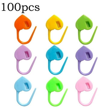 100Pcs Plastic Locking Needle Stitch Holders Markers For Crochet Knitting Clip Mixed Color