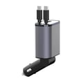 thumbnail image 1 of Car Charger with QC3.0+PD Fast Charging, 100W Total Output, 2 Terminals, 2x80cm Cables, Voltage Display, 1 of 8