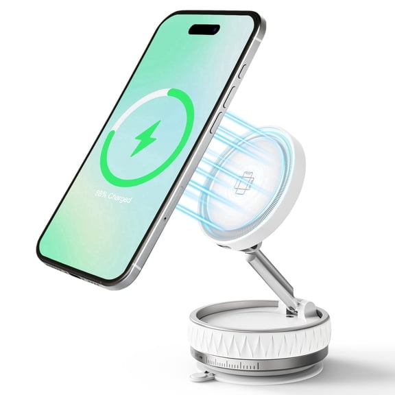 Wireless Car Charger, Ultra Magnetic Phone Holder for Dashboard, 15W Phone Holder Charger, Car Accessories for iPhone 17 16 15 14 13 12 (White)