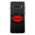 thumbnail image 1 of DistinctInk Clear Shockproof Hybrid Case for Samsung Galaxy S10+ PLUS (6.4" Screen) - TPU Bumper Acrylic Back Tempered Glass Screen Protector - Wake Up and Make Up, 1 of 2