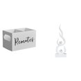 thumbnail image 1 of Organizador remoto de madera retro y figura abstracta de llama de resina para mesa, mesita de noche, sofá, oficina, escultura moderna, regalo, 1 of 8