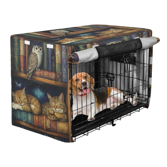 Qxltty Warm Bookcase Crate Cover Durable Oxford Cloth Pet Kennel Sunshade Universal Fit for 35in Wire Cage