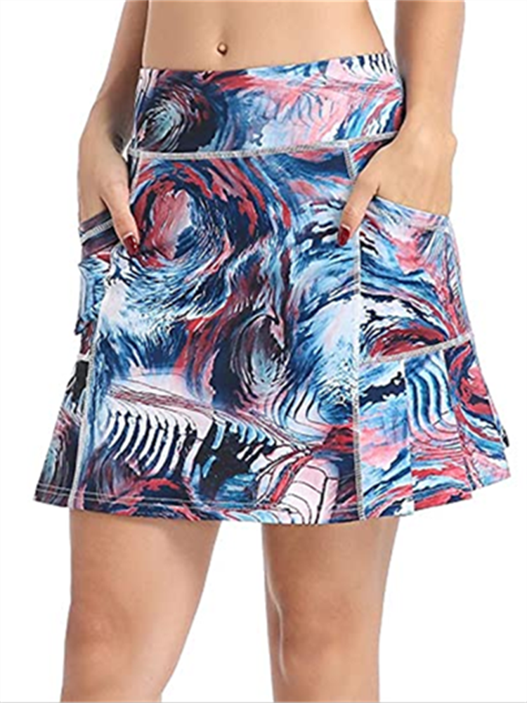 Pulchrumcs Womens Pleated Tennis Skirt Elastic Quick-Drying Skort with Side Inner Pocket Running Short