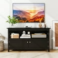 thumbnail image 3 of Giantex TV Stand, Modern TV Console  Cabinet w/2 Doors Open Storage Shelf, Cable Hole, Wooden Entertainment Center for Living Room Bedroom, Black, 3 of 8
