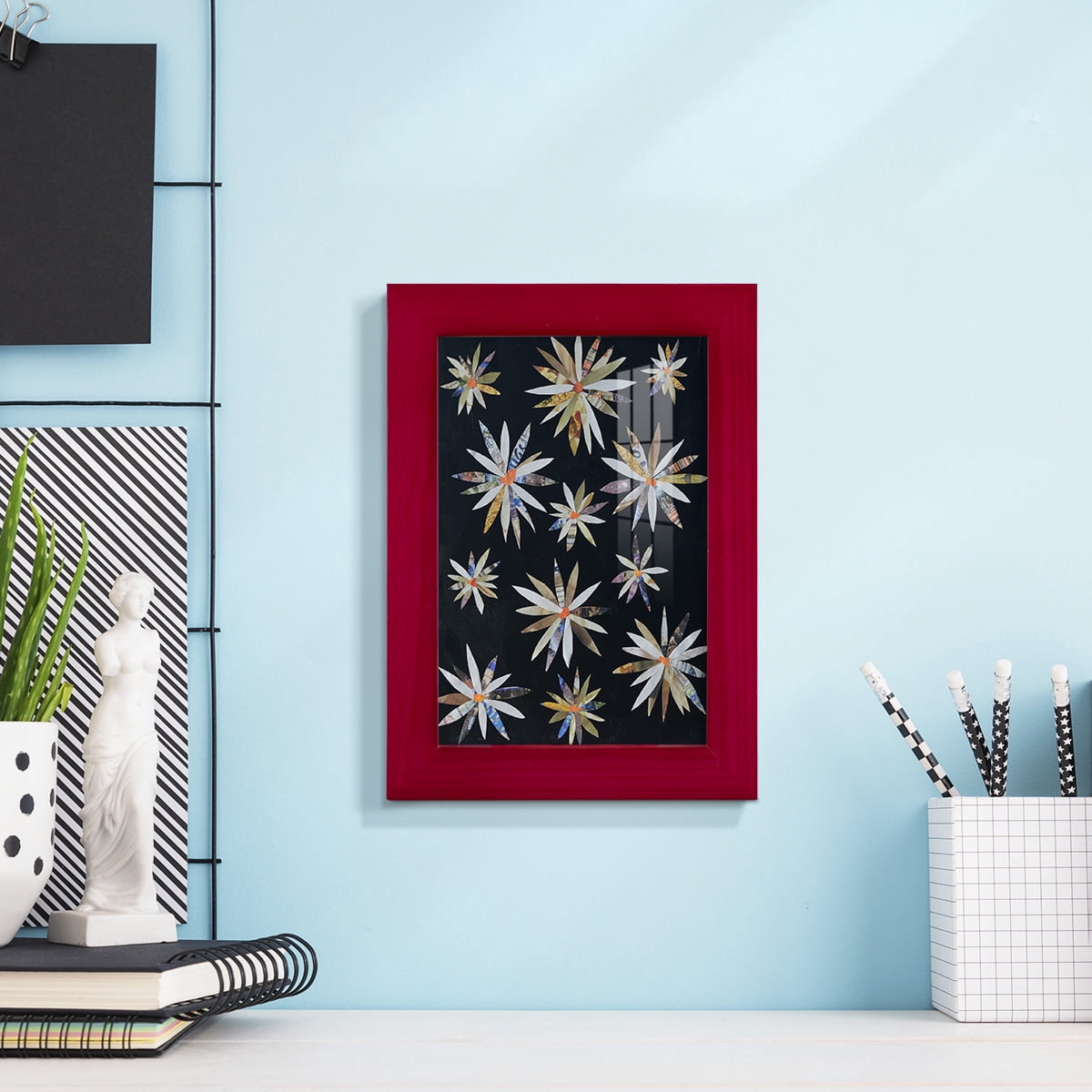 Starburst Too I - Framed Print w/glass - Cherry Red