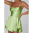 thumbnail image 5 of Cenuakty Women Solid Color Cami Playsuits Cowl Neck Sleeveless Short Jumpsuits Summer Cross Tie-Up Backless Romper Clubwear, 5 of 7