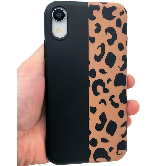 Leopard Case Compatible with iPhone Xr, Soft Flexible TPU Classic Luxury Fashion Leopard Print Chic Cheetah Ultra Slim Lightweihgt Rubber Floral Case for Apple iPhone Xr (Black)