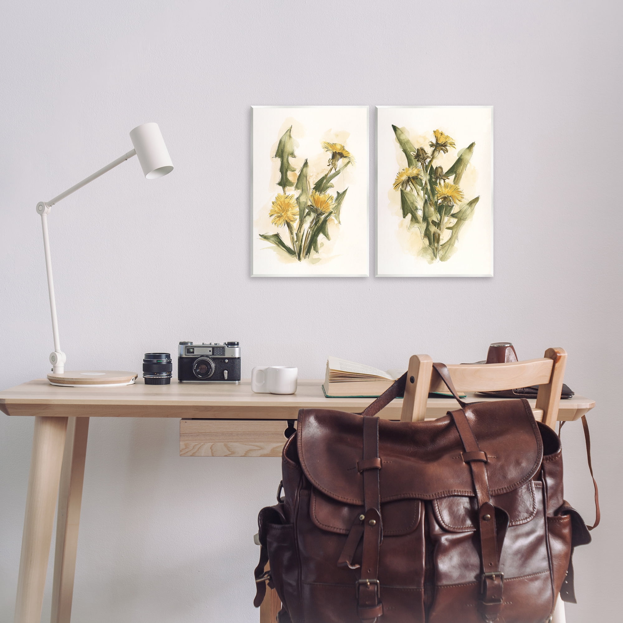 Stupell Industries Dandelion Watercolor Sketch Plants & Flowers Painting Unframed Art Print Wall Art, 11 x 14, Set of 2